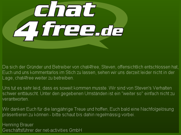 Abschiedsnachricht des chat4free